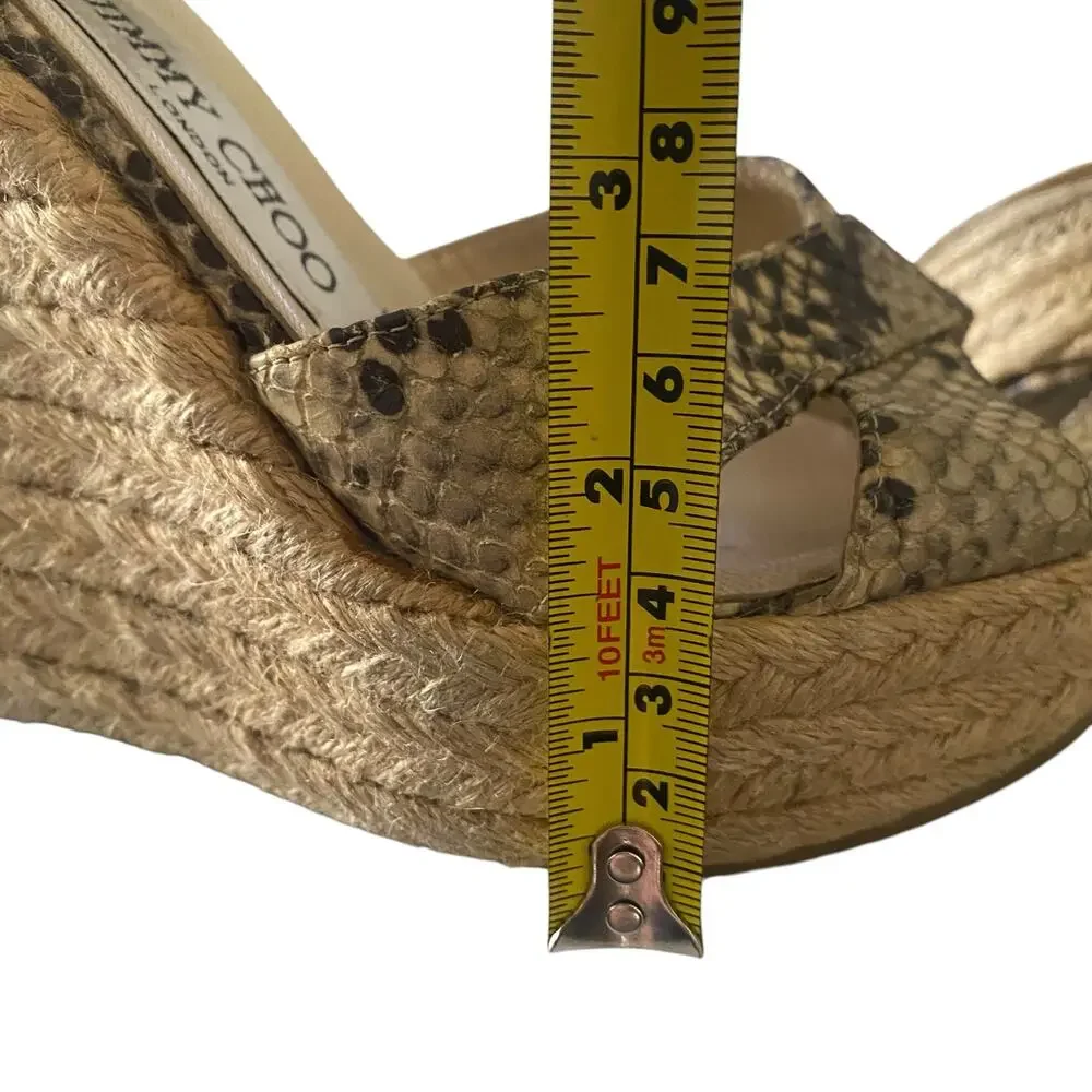 Jimmy Choo Size 35/ US 5 Python Espadrille Wedge Sandals Leather Animal Print